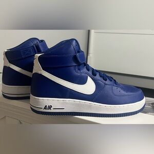 Nike Air Force 1 High Leather Blue Old Royal White Swoosh Classic